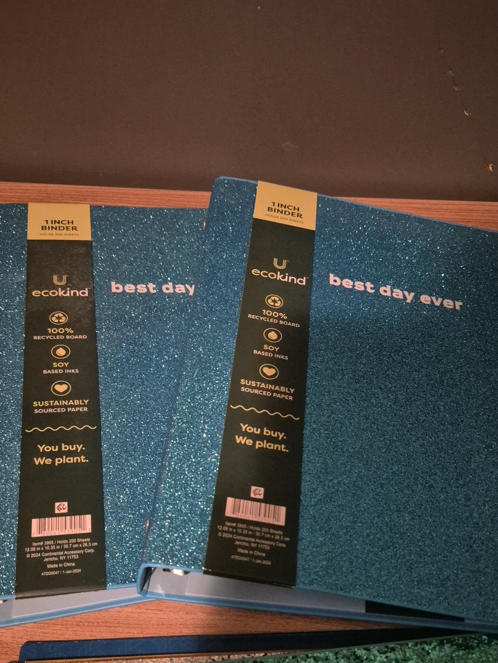 2 ecokind "best day ever" Glitter 1-Inch Binder Bundle  + Bonus Folders!!
